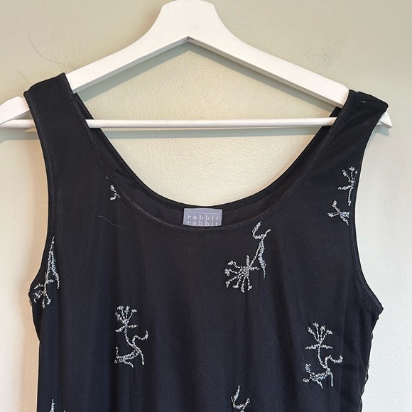 Short sleeved metallic embroidered vintage dress - Picture 3 of 7